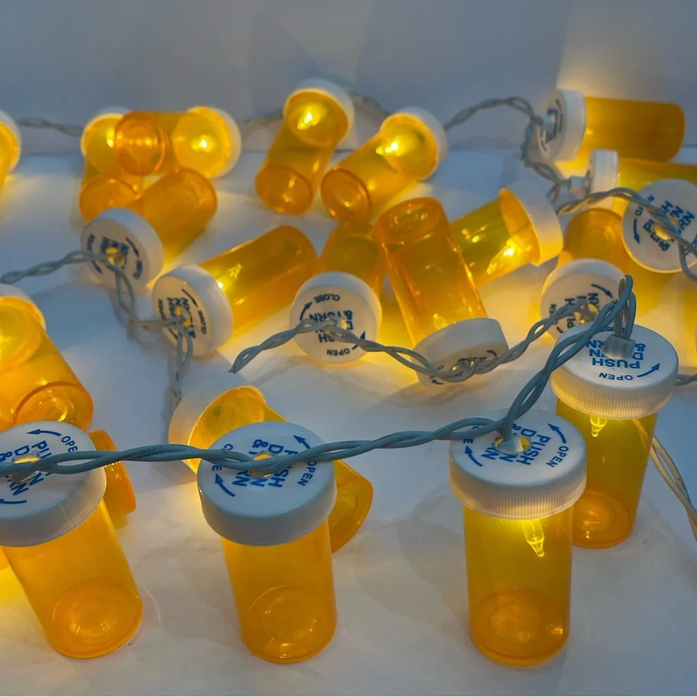 Pill bottle light strand, healthcare graduation Christmas party light strand